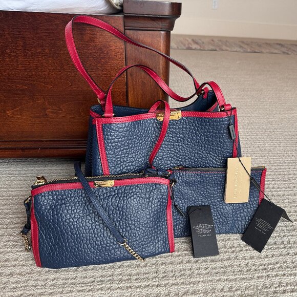 Burberry Canterbury Tote Crossbody Set - Grain Calfskin Red with Parade Blue - Picture 1 of 9